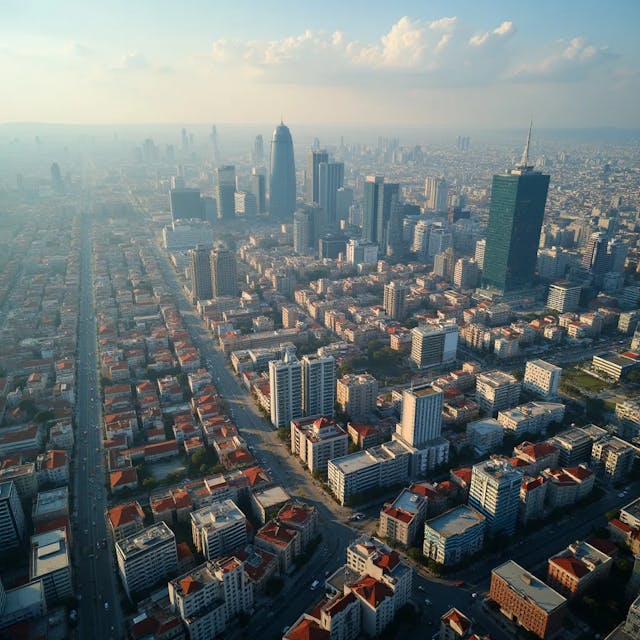 Aerial view of Adana city skyline.