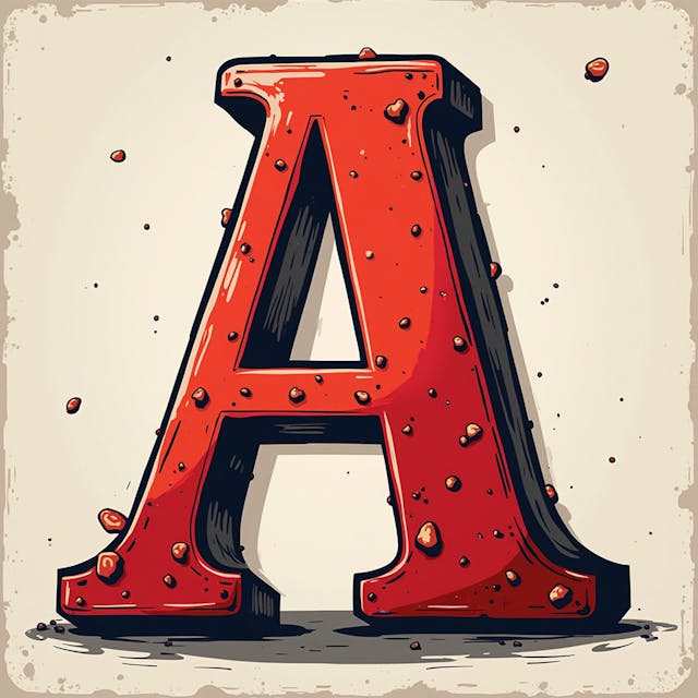 letter graphic red a cartoon font with transparent background