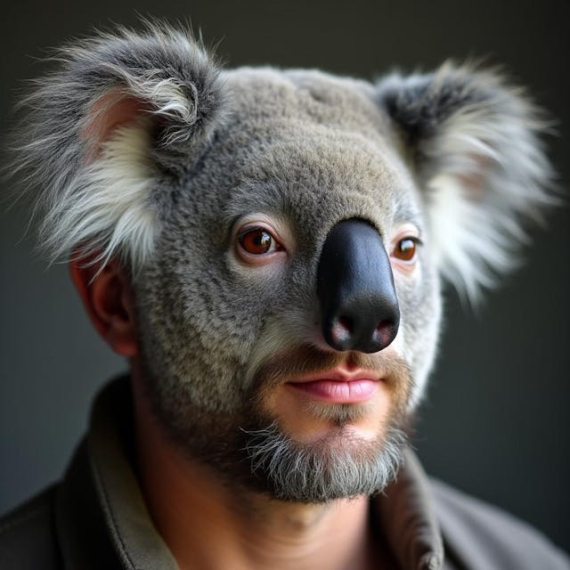 man with koala's face