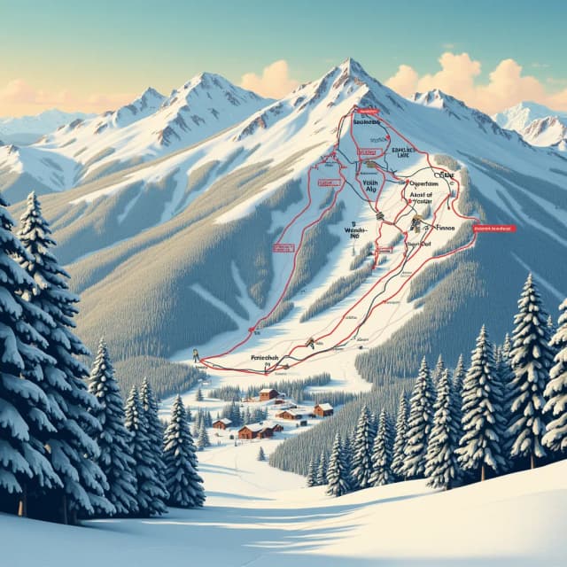 Create a modern Art print using Sugar Bowl Ski Resort Trail map as inspiration