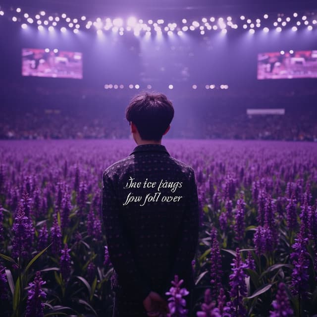 Purple ocean kings bts
Giving their back to the screen. Purple pic, authestic purple, purple ocean kings written on it 
Wild flower band written on it