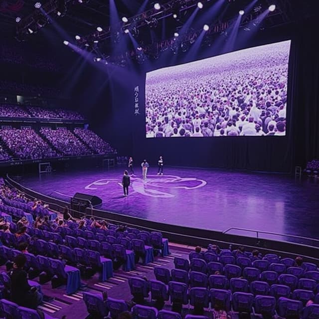 Purple ocean kings bts
Giving their back to the screen. Purple pic, authestic purple, purple ocean kings written on it 
Wild flower band written on it
