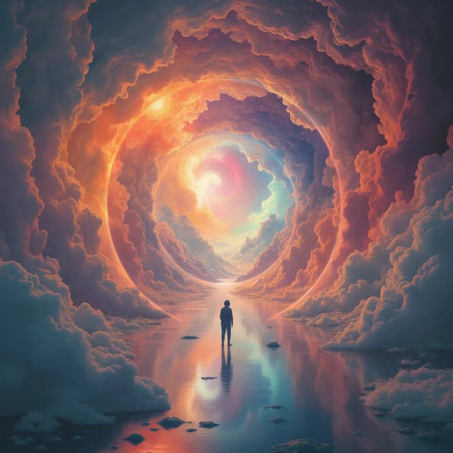 The Flux-Dream Continuum, a futuristic album cover with warmth and color