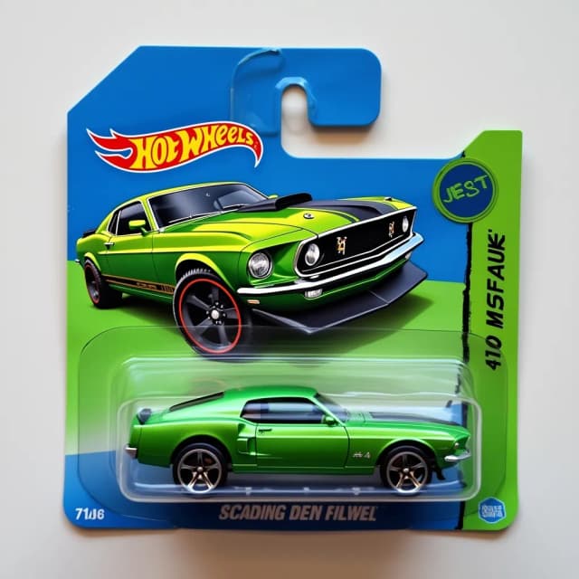 the hot wheels mustang is shown in a blue and green package, inspired by Adam Chmielowski, dau-al-set, reddit contest winner, hotwheels, hot wheels, green and blue, toy package, blue and green