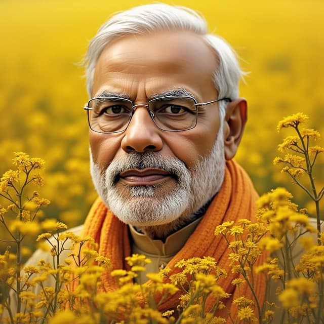 i want narendra modi with yellow flowers