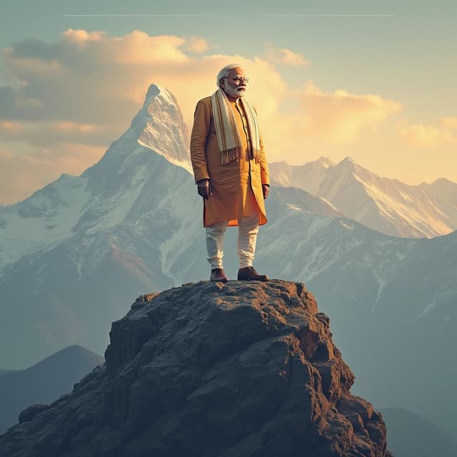 i want narendra modi with standing on mountain