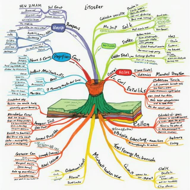 Mind mapping metode Buzan biasanya memiliki struktur berikut:
1. Tema Utama (di tengah)
• Misalnya: Litosfer
2. Cabang Utama
• Komposisi
• Proses Geologi
• Struktur
• Manfaat
• Permasalahan
3. Cabang Sekunder (detail untuk setiap cabang utama)
• Komposisi:
• Kerak bumi (Sial, Sima)
• Mantel atas
• Proses Geologi:
• Endogen (Tektonisme, Vulkanisme, Gempa)
• Eksogen (Pelapukan, Erosi)
• Struktur:
• Kerak bumi
• Lempeng tektonik
• Manfaat:
• Sumber daya (mineral, batu bara)
• Tempat tinggal
• Permasalahan:
• Kerusakan akibat aktivitas manusia
• Bencana alam (gempa, gunung meletus)
Tata Cara Membuat Mind Mapping Buzan:
• Letakkan tema utama di tengah (gunakan warna dan gambar).
• Buat cabang-cabang utama menggunakan garis berwarna.
• Gunakan kata kunci pada setiap cabang.
• Tambahkan ikon, warna, atau gambar untuk memperjelas informasi.
Apakah Anda memerlukan diagram ini dalam bentuk visual?
bikin dalam bentuk visual yang sangat simple dan bewarna