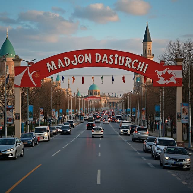 Tashkent city of banner text "Omadjon dasturchi"