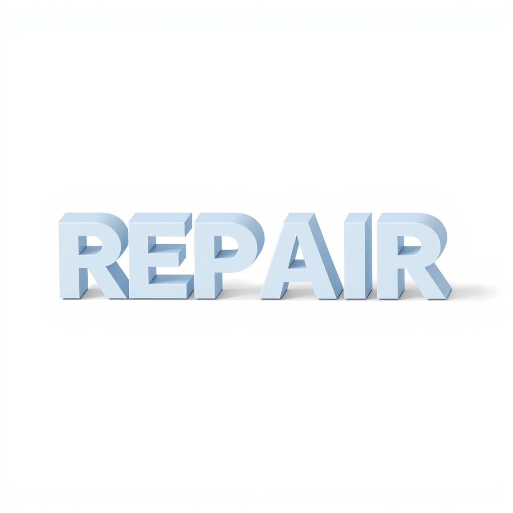 The exact word "REPAIR" built from interlocking practical shapes without a logo