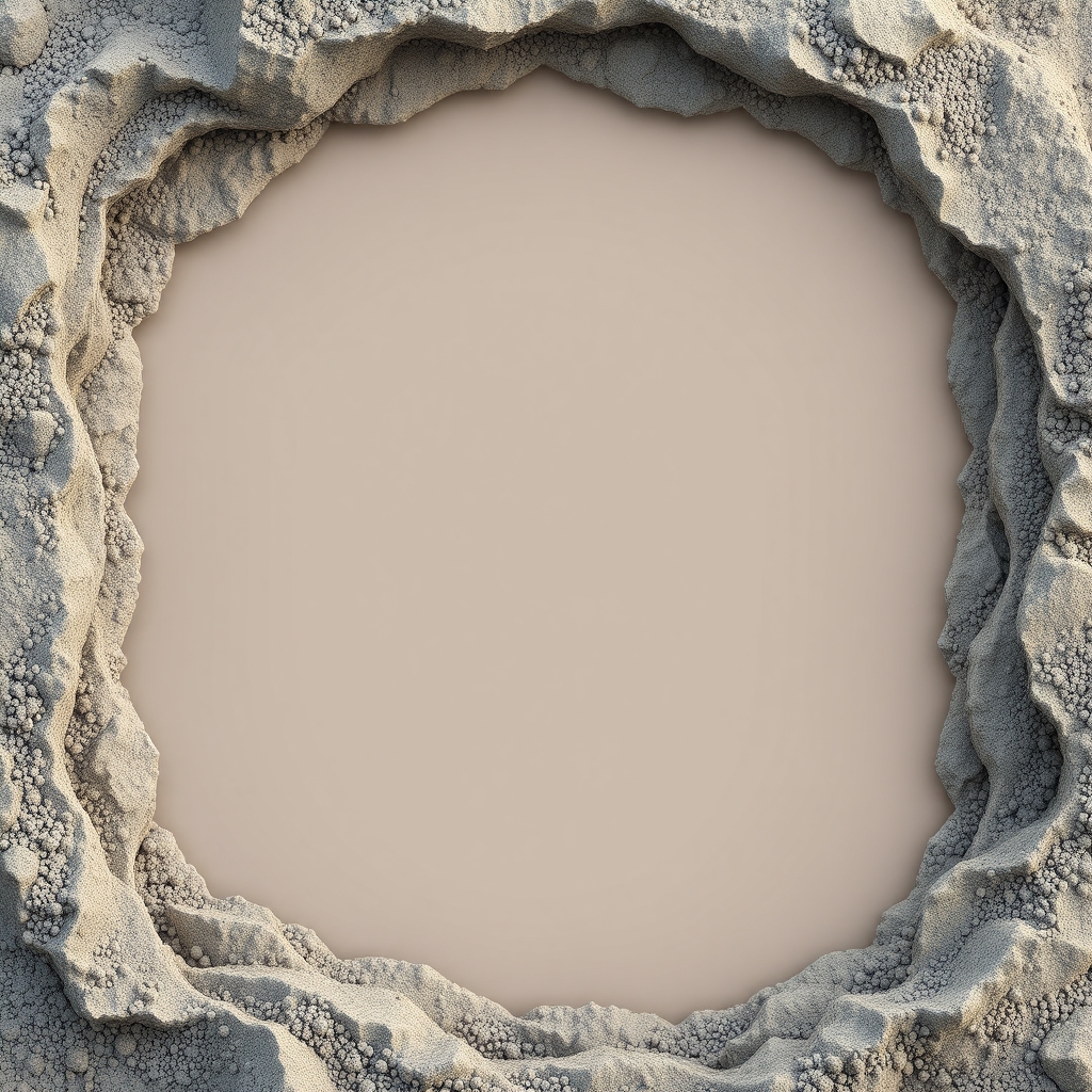 A layered mineral texture moving from dense granular edges to a clear central space