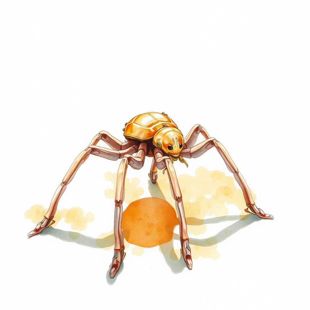 An original six-legged desert grazer using wide feet to cross loose mineral sand