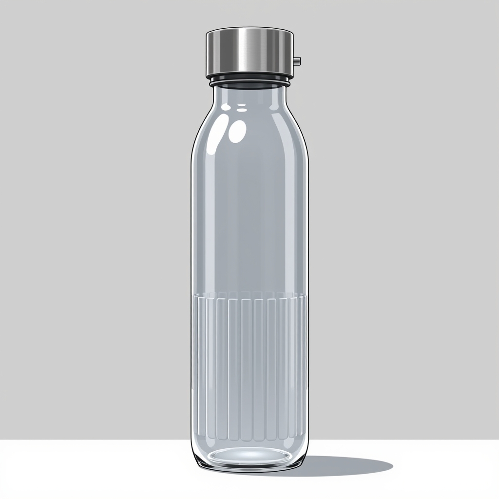 A refillable travel bottle with a ribbed glass body and precise stainless cap