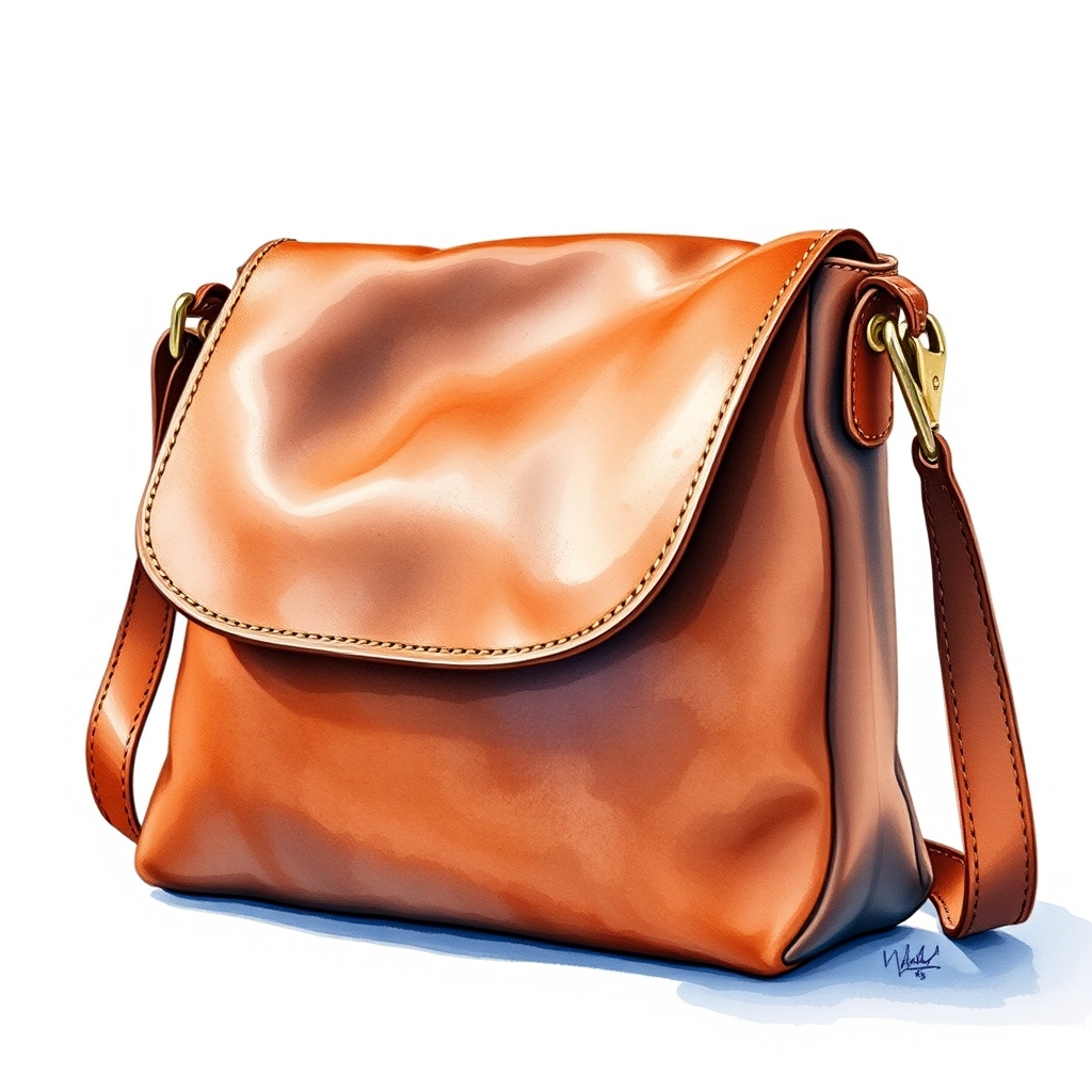 A soft leather crossbody bag with a visible folded construction and brushed hardware