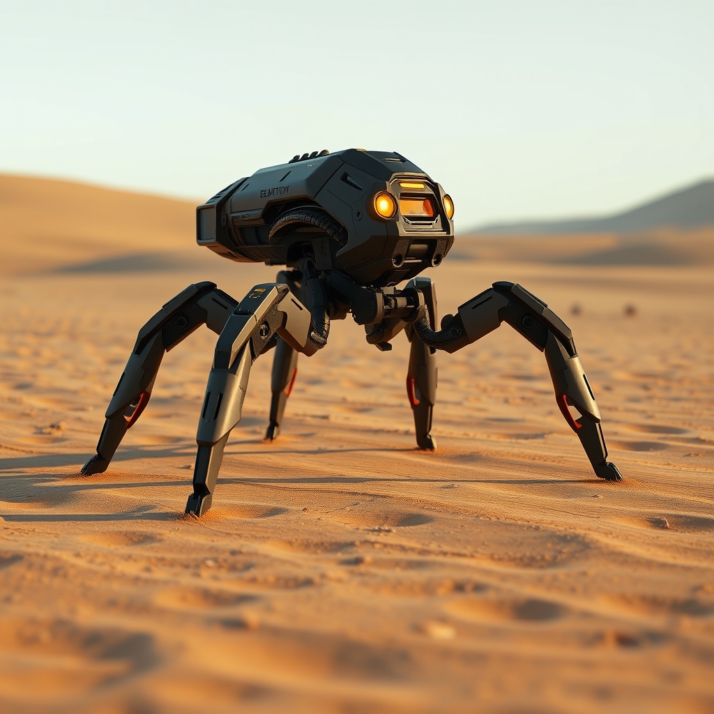 An original six-legged desert grazer using wide feet to cross loose mineral sand