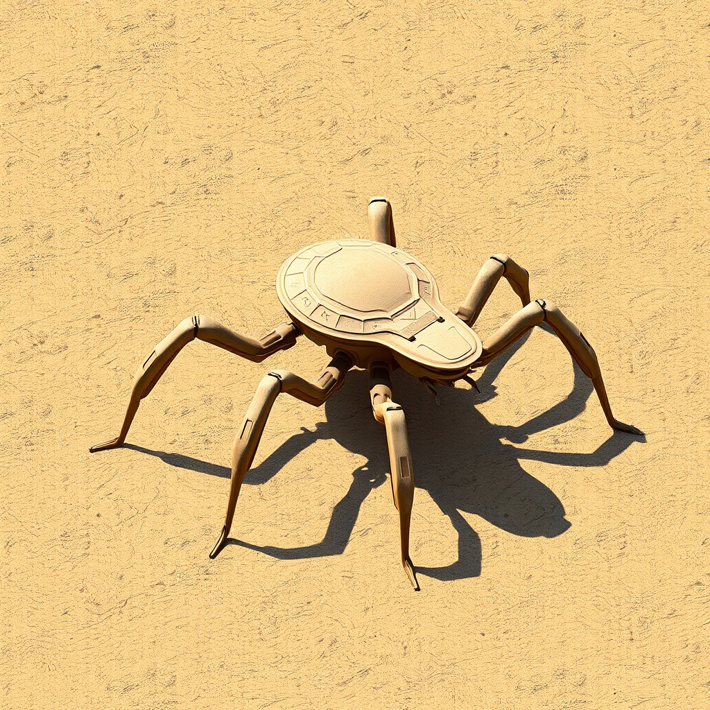 An original six-legged desert grazer using wide feet to cross loose mineral sand