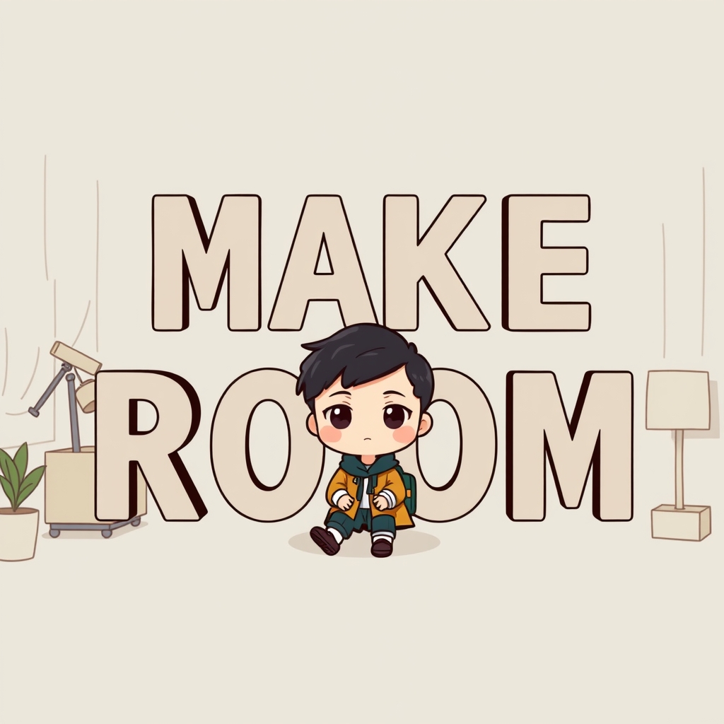 The exact words "MAKE ROOM" constructed as two balanced lines with generous internal spacing