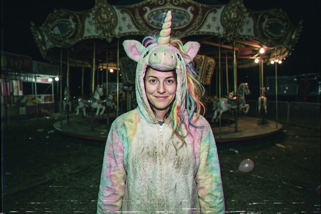 Haunted Unicorn Mascot AI Halloween costume example