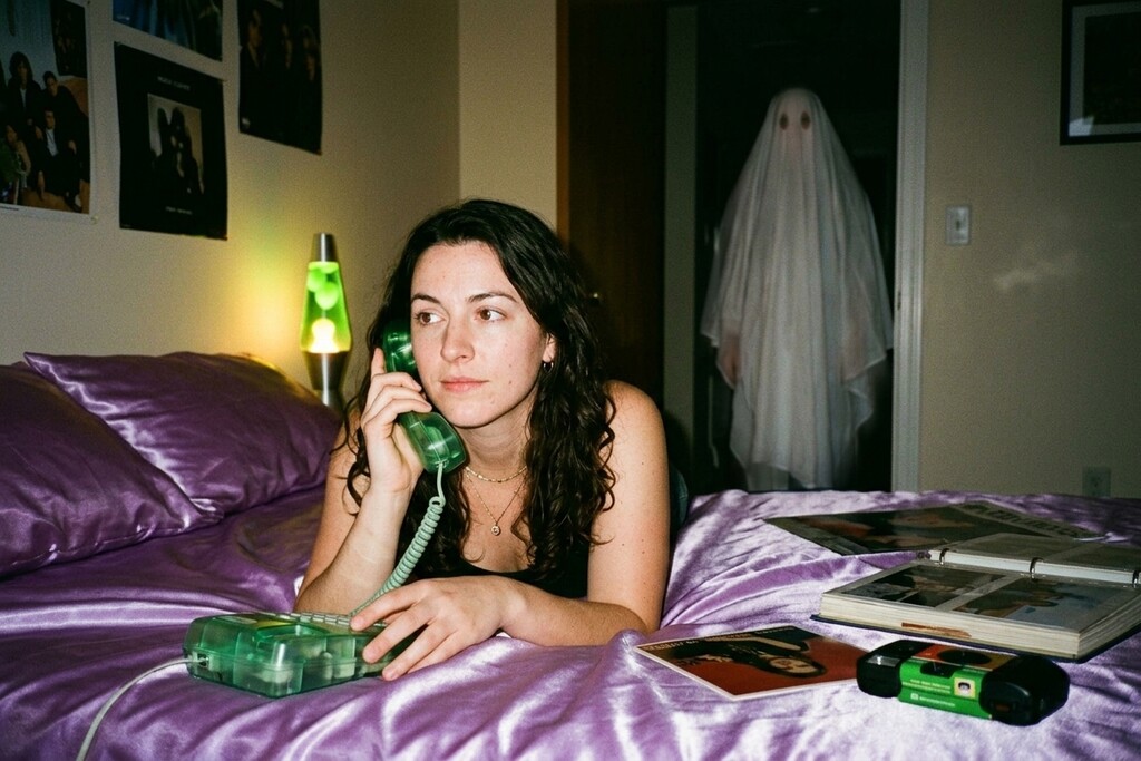 Y2K Ghost Selfie AI Halloween costume example