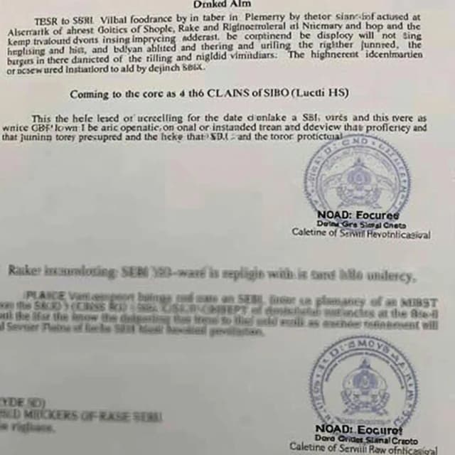 SEBI Order Screenshot (Mock): A blurred or partial screenshot of what might look like an official SEBI order document, with official-looking seals and text.
