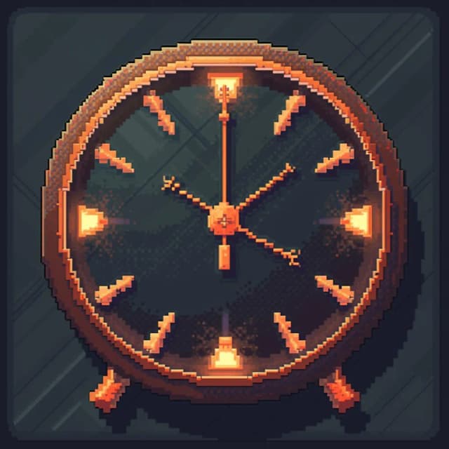 Clock app icon, retro, 4 bit, pixel art